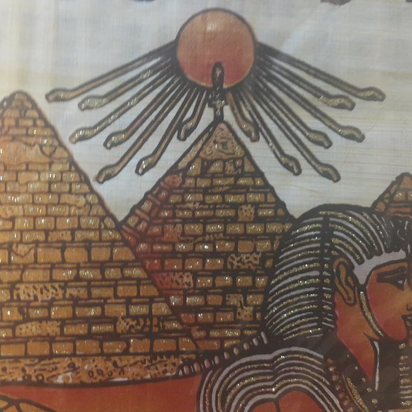 Hand-painted papyrus painted souvenir portrait (The Sphinx Design) - Picture 5 of 16